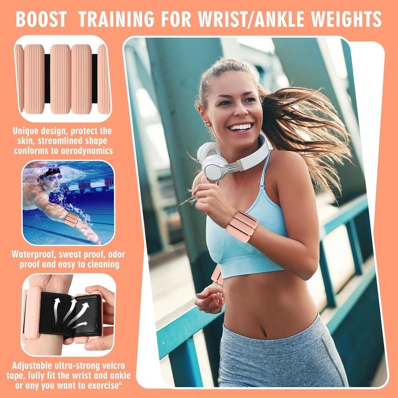 Gallia Wrist Weights, 2Pack Adjustable Wearable Wrist Ankle Weights for Women/Men, Silicone Wrist Bangles for Walking, Yoga, Pilates, and Gym, Arm & Leg Workout, 2lb - Image 4